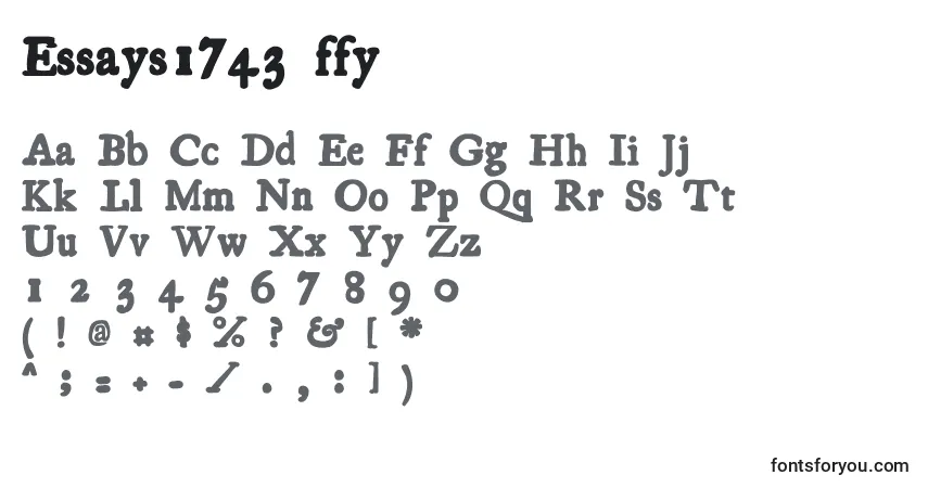 Schriftart Essays1743 ffy – Alphabet, Zahlen, spezielle Symbole