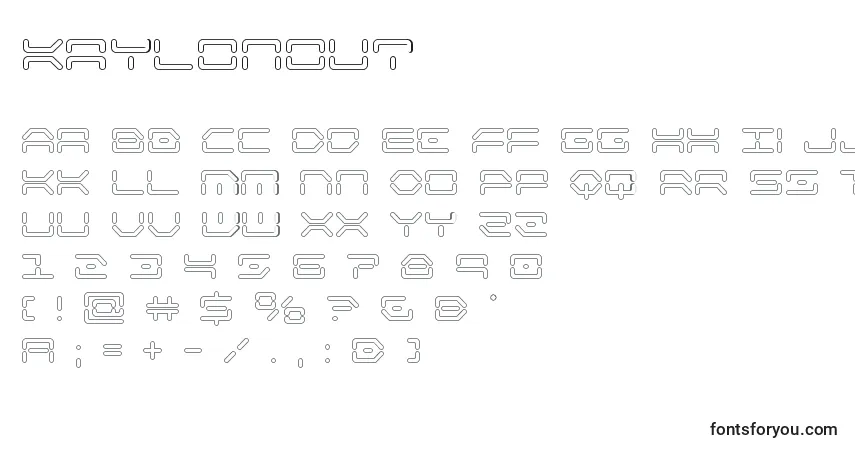 Schriftart Kaylonout – Alphabet, Zahlen, spezielle Symbole