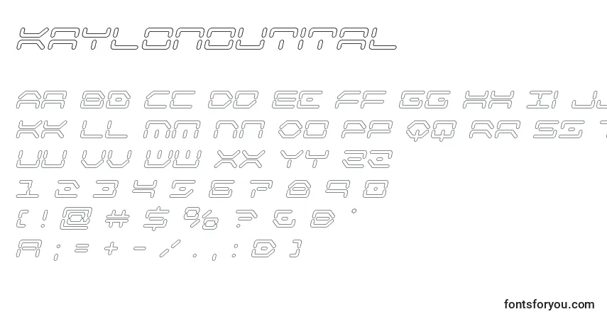 Schriftart Kaylonoutital – Alphabet, Zahlen, spezielle Symbole