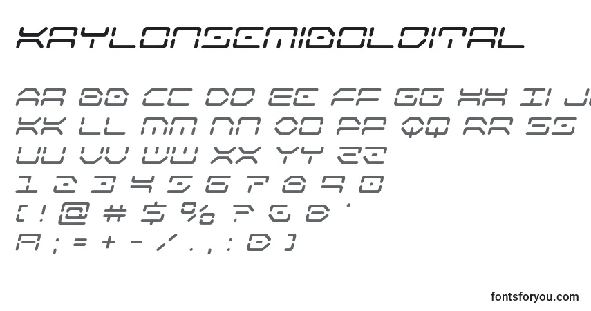 A fonte Kaylonsemiboldital – alfabeto, números, caracteres especiais