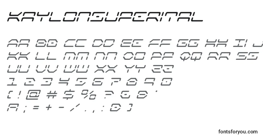 Czcionka Kaylonsuperital – alfabet, cyfry, specjalne znaki