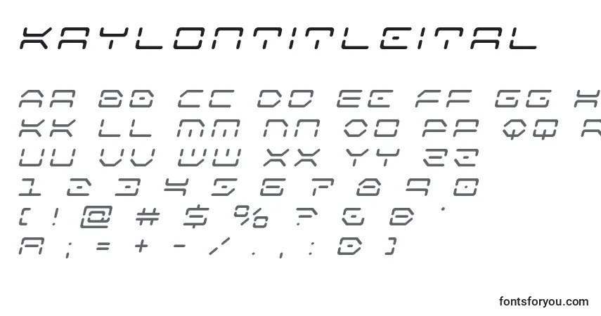 Kaylontitleital-fontti – aakkoset, numerot, erikoismerkit