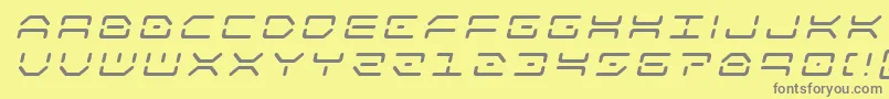 フォントkaylontitleital – 黄色の背景に灰色の文字