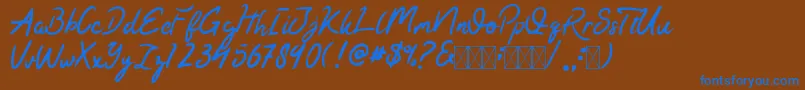 Kaysan Signature-Schriftart – Blaue Schriften auf braunem Hintergrund