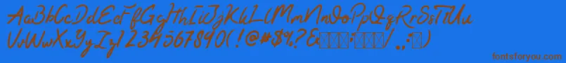Kaysan Signature-Schriftart – Braune Schriften auf blauem Hintergrund