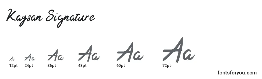 Kaysan Signature Font Sizes