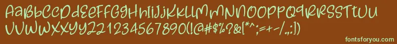 フォントKayskew October Eleven Font by Situjuh 7NTypes – 緑色の文字が茶色の背景にあります。