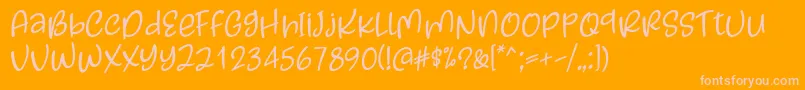 Kayskew October Eleven Font by Situjuh 7NTypes-fontti – vaaleanpunaiset fontit oranssilla taustalla