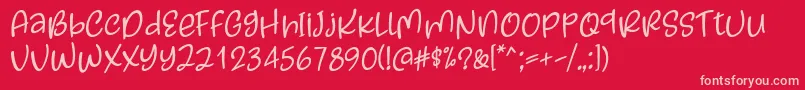 Kayskew October Eleven Font by Situjuh 7NTypes Font – Pink Fonts on Red Background