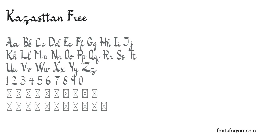 Schriftart Kazasttan Free – Alphabet, Zahlen, spezielle Symbole