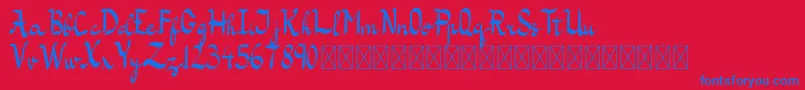 Kazasttan Free Font – Blue Fonts on Red Background