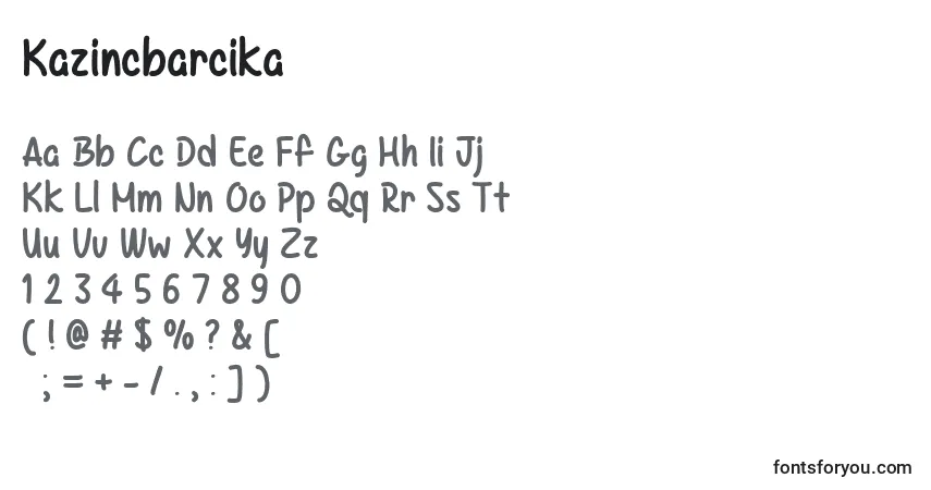 Czcionka Kazincbarcika   – alfabet, cyfry, specjalne znaki