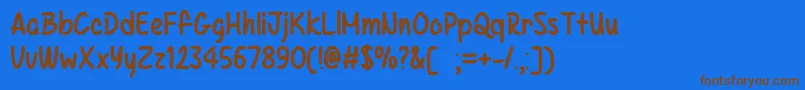 フォントKazincbarcika   – 茶色の文字が青い背景にあります。