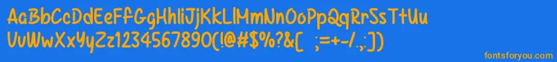 フォントKazincbarcika   – オレンジ色の文字が青い背景にあります。