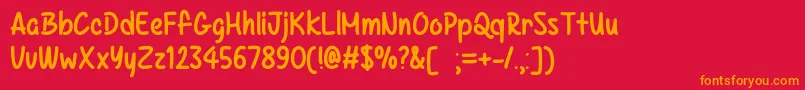 フォントKazincbarcika   – 赤い背景にオレンジの文字