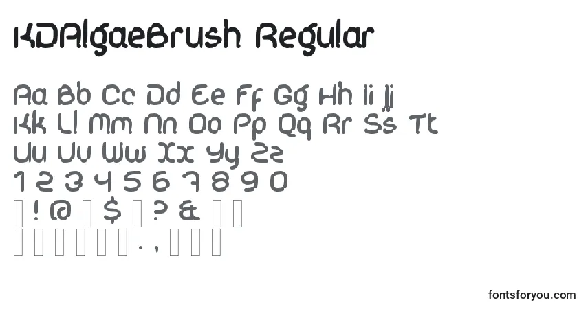 Czcionka KDAlgaeBrush Regular – alfabet, cyfry, specjalne znaki