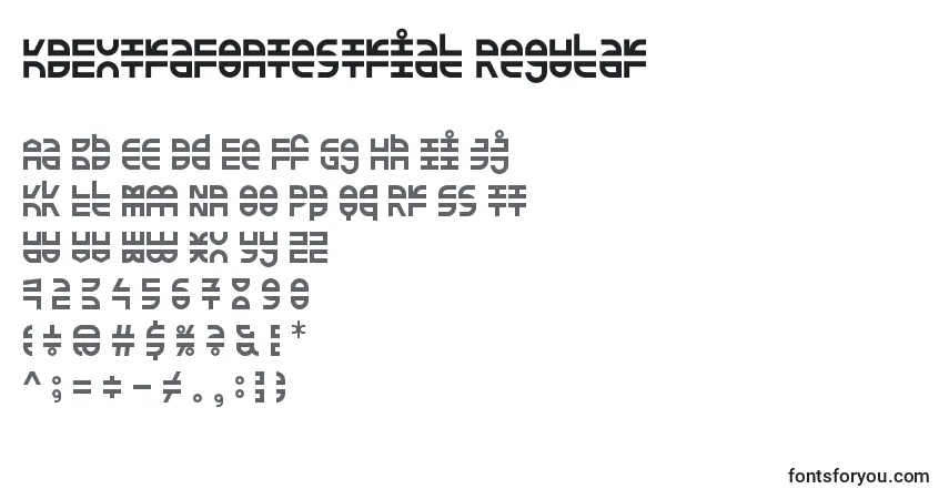 Schriftart KDExtraFontestrial Regular – Alphabet, Zahlen, spezielle Symbole