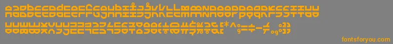 フォントKDExtraFontestrial Regular – オレンジの文字は灰色の背景にあります。