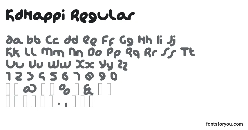 Schriftart KDHappi Regular – Alphabet, Zahlen, spezielle Symbole