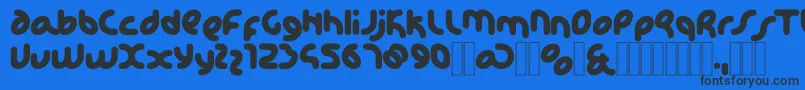 KDHappi Regular-Schriftart – Schwarze Schriften auf blauem Hintergrund