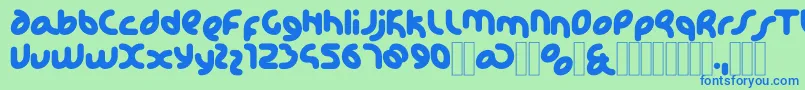 KDHappi Regular Font – Blue Fonts on Green Background