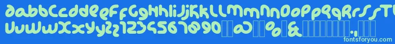 KDHappi Regular Font – Green Fonts on Blue Background