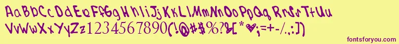 kdizzle Font – Purple Fonts on Yellow Background