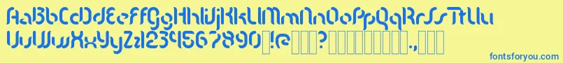 KDMgla Regular Font – Blue Fonts on Yellow Background