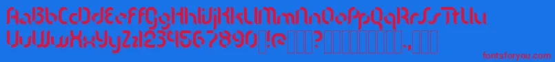 KDMgla Regular Font – Red Fonts on Blue Background