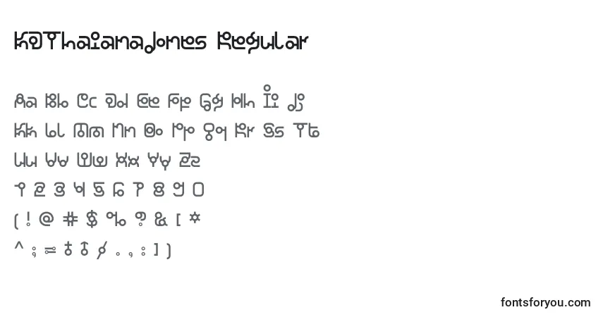 Schriftart KDThaianaJones Regular – Alphabet, Zahlen, spezielle Symbole