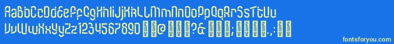 KDTramcar Regular Font – Yellow Fonts on Blue Background