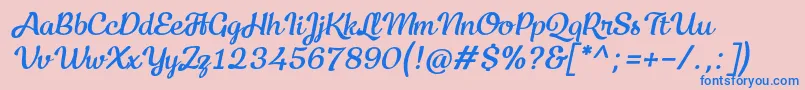 Kecap Personal Use Italic-fontti – siniset fontit vaaleanpunaisella taustalla