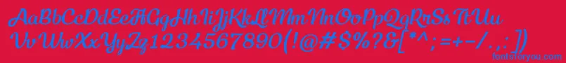 Czcionka Kecap Personal Use Italic – niebieskie czcionki na czerwonym tle