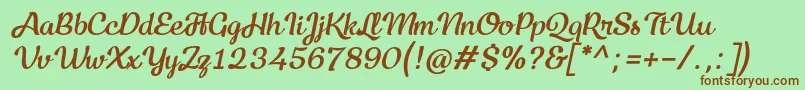 フォントKecap Personal Use Italic – 緑の背景に茶色のフォント