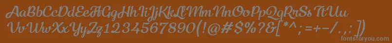 Kecap Personal Use Italic-Schriftart – Graue Schriften auf braunem Hintergrund