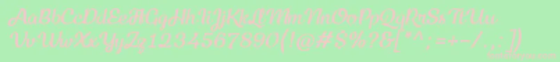 Kecap Personal Use Italic-fontti – vaaleanpunaiset fontit vihreällä taustalla