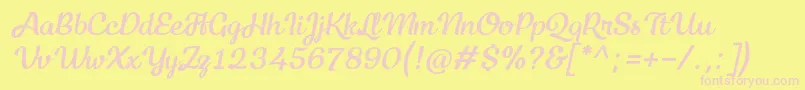 Fonte Kecap Personal Use Italic – fontes rosa em um fundo amarelo