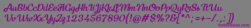 Kecap Personal Use Italic-fontti – violetit fontit harmaalla taustalla