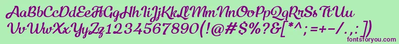 Kecap Personal Use Italic-Schriftart – Violette Schriften auf grünem Hintergrund