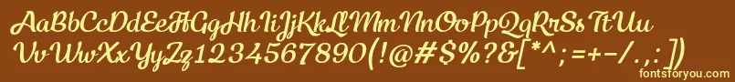 Шрифт Kecap Personal Use Italic – жёлтые шрифты на коричневом фоне