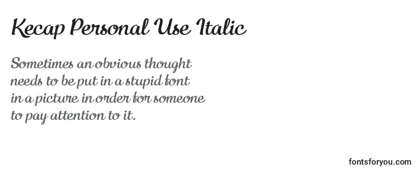 フォントKecap Personal Use Italic