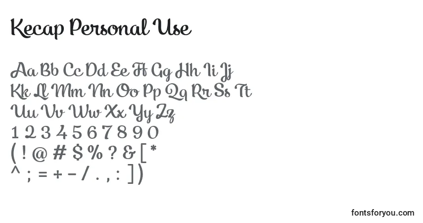 Schriftart Kecap Personal Use – Alphabet, Zahlen, spezielle Symbole