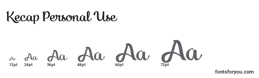 Kecap Personal Use Font Sizes