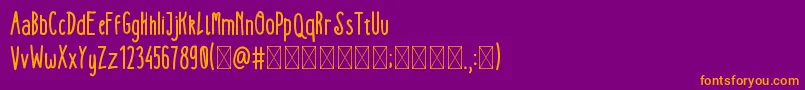 KEDJOE trial-fontti – oranssit fontit violetilla taustalla