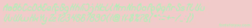 Keep Quite and Simple Bold Italic-Schriftart – Grüne Schriften auf rosa Hintergrund