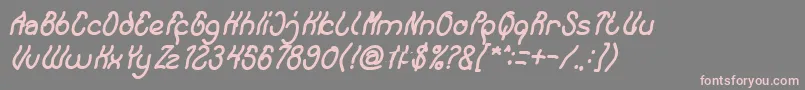 Fonte Keep Quite and Simple Bold Italic – fontes rosa em um fundo cinza