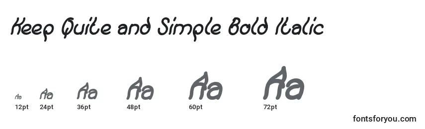 Tamaños de fuente Keep Quite and Simple Bold Italic