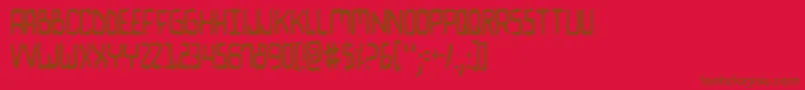 Biocomv2c-Schriftart – Braune Schriften auf rotem Hintergrund