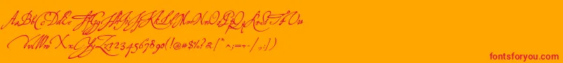 P22virginian-Schriftart – Rote Schriften auf orangefarbenem Hintergrund