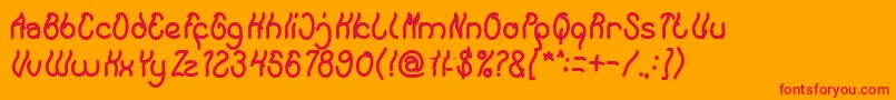 フォントKeep Quite and Simple Bold – オレンジの背景に赤い文字